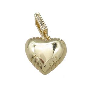 Copper Heart Pendant Gold Plated, approx 17mm, 3-7mm hole