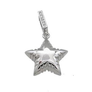 Copper Star Pendant Platinum Plated, approx 18mm, 3-7mm hole