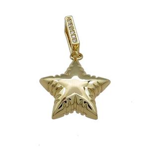 Copper Star Pendant Gold Plated, approx 18mm, 3-7mm hole
