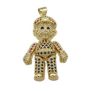 Copper Man Charms Pendant Pave Zircon Gold Plated, approx 20-30mm