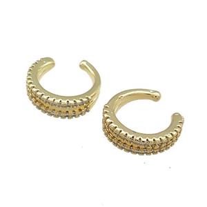 Copper Clip Earrings Pave Zircon Cuff Gold Plated, approx 12mm