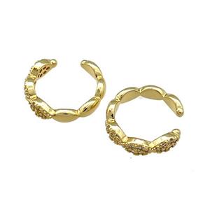 Copper Clip Earrings Pave Zircon Gold Plated, approx 14mm