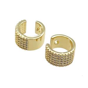 Copper Clip Earrings Pave Zircon Gold Plated, approx 11.5mm