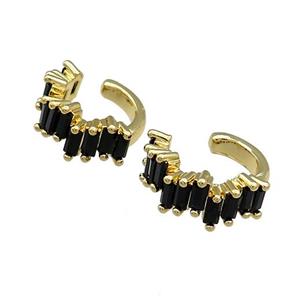 Copper Clip Earrings Pave Black Zircon Gold Plated, approx 17mm