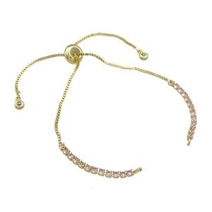 Copper Bracelet Chains Pave Pink Zircon Gold Plated, approx 2mm, 1mm, 22cm length