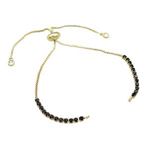 Copper Bracelet Chains Pave Black Zircon Gold Plated, approx 2mm, 1mm, 22cm length