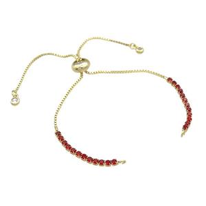 Copper Bracelet Chains Pave Red Zircon Gold Plated, approx 2mm, 1mm, 22cm length