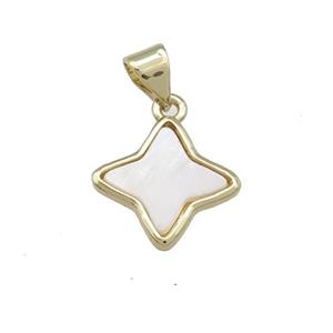 Copper Star Pendant Pave Shell Gold Plated, approx 14mm