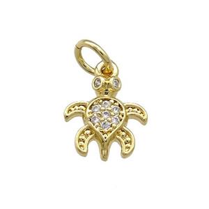 Copper Tortoise Pendant Pave Zircon Gold Plated, approx 9-10mm