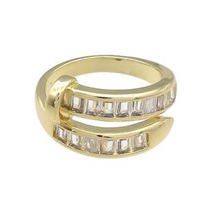Copper Rings Pave Zircon Gold Plated, approx 5-7mm, 18mm dia