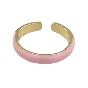 Copper Rings Pink Enamel Gold Plated, approx 4mm, 18mm dia