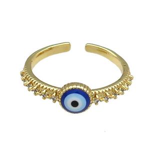 Copper Rings Pave Zircon Evil Eye Gold Plated, approx 6mm, 18mm dia