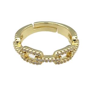 Copper Rings Pave Zircon Adjustable Gold Plated, approx 5-8mm, 18mm dia