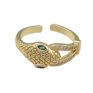 Copper Snake Rings Pave Zircon Gold Plated, approx 8mm, 18mm dia