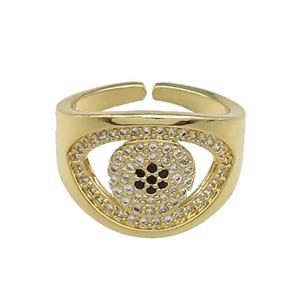 Copper Rings Pave Zircon Eye Gold Plated, approx 15mm, 18mm dia