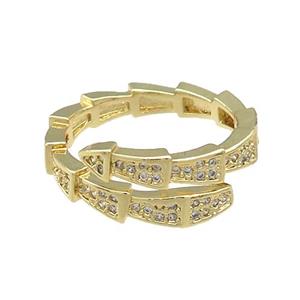 Copper Rings Pave Zircon Snakeskin Gold Plated, approx 8mm, 18mm dia