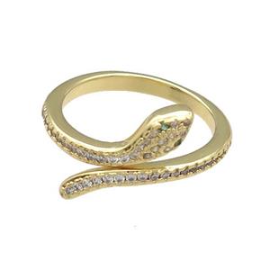 Copper Rings Pave Zircon Snake Gold Plated, approx 4-9mm, 18mm dia
