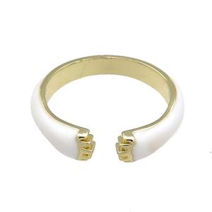 Copper Rings White Enamel Gold Plated, approx 4mm, 18mm dia