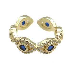 Copper Rings Pave Zircon Eye Gold Plated, approx 7mm, 18mm dia