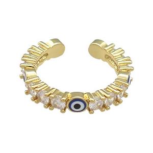 Copper Rings Pave Zircon Evil Eye Gold Plated, approx 4mm, 18mm dia