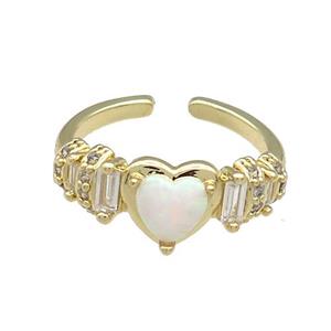 Copper Rings Pave Zircon Heart Gold Plated, approx 8mm, 18mm dia