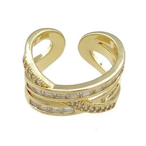 Copper Rings Pave Zircon Gold Plated, approx 11.5mm, 18mm dia