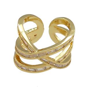Copper Rings Pave Zircon Gold Plated, approx 15mm, 18mm dia