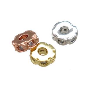 Copper Heishi Spacer Beads Pave Zircon Rondelle Mixed, approx 6mm