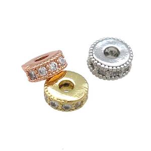Copper Heishi Spacer Beads Pave Zircon Rondelle Mixed, approx 8mm