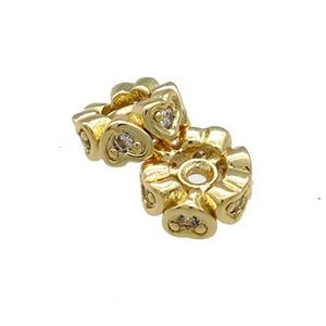 Copper Rondelle Beads Pave Zircon Gold Plated, approx 8mm
