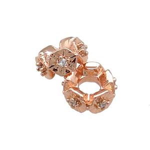 Copper Rondelle Beads Pave Zircon Rose Gold, approx 10mm