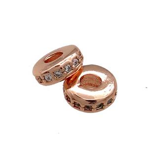 Copper Heishi Beads Pave Zircon Rose Gold, approx 10mm