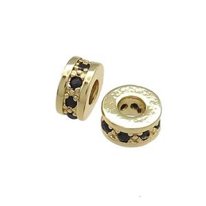 Copper Heishi Beads Pave Zircon Gold Plated, approx 6mm