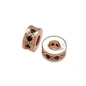 Copper Heishi Beads Pave Zircon Rose Gold, approx 6mm