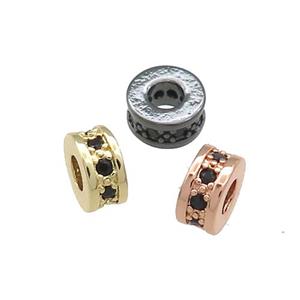 Copper Heishi Spacer Beads Pave Zircon Rondelle Mixed, approx 10mm