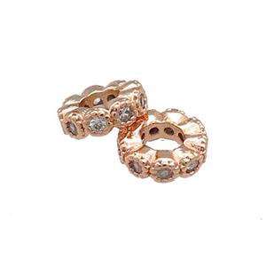 Copper Heishi Beads Pave Zircon Rose Gold, approx 10mm