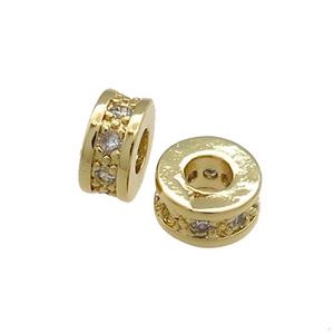 Copper Heishi Beads Pave Zircon Gold Plated, approx 10mm