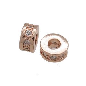 Copper Heishi Beads Pave Zircon Rose Gold, approx 6mm