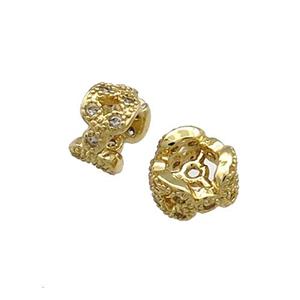 Copper Rondelle Beads Pave Zircon Gold Plated, approx 10mm