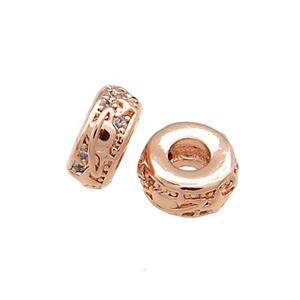 Copper Heishi Beads Pave Zircon Rose Gold, approx 8mm