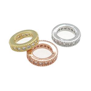 Copper Rondelle Beads Pave Zircon Rings Mixed, approx 12mm