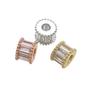 Copper Tube Beads Pave Zircon Mixed, approx 7mm
