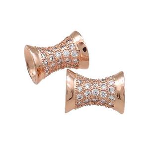 Copper Bamboo Beads Pave Zircon Rose Gold, approx 10-14mm
