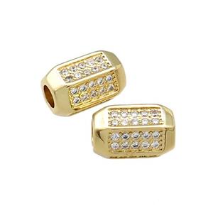 Copper Tube Beads Pave Zircon Gold Plated, approx 8.5-14mm