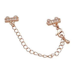 Copper CordEnd Pave Zircon Rose Gold, approx 6-11mm, 6cm length