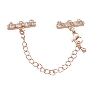 Copper CordEnd Pave Zircon Rose Gold, approx 6-18.5mm, 6cm length