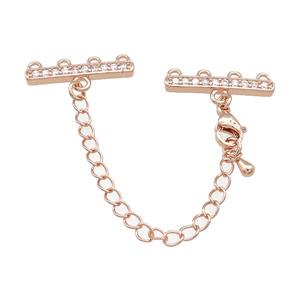 Copper CordEnd Pave Zircon Rose Gold, approx 6-21mm, 6cm length