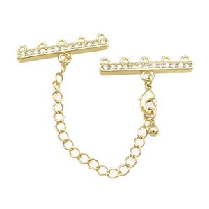 Copper CordEnd Pave Zircon Gold Plated, approx 6-26mm, 6cm length