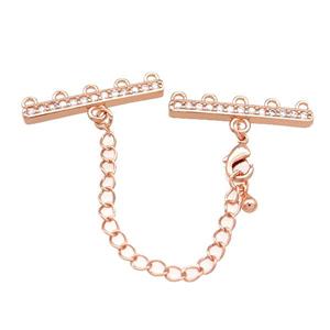 Copper CordEnd Pave Zircon Rose Gold, approx 6-26mm, 6cm length