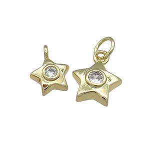 Copper Star Pendant Pave Zircon Gold Plated, approx 8mm